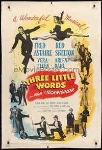2s566 THREE LITTLE WORDS linen 1sh '50 Fred Astaire, Red Skelton & sexy dancing Vera-Ellen!