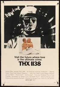 2s568 THX 1138 linen 1sh '71 first George Lucas, Robert Duvall, different sexy inset image!