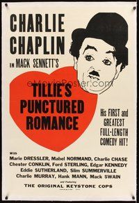 2s570 TILLIE'S PUNCTURED ROMANCE linen 1sh R40s Charlie Chaplin in his 1st full-length comedy hit!
