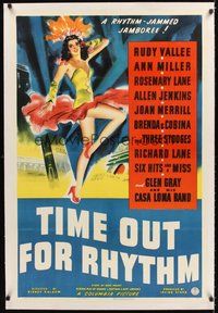 2s571 TIME OUT FOR RHYTHM linen 1sh '41 art of sexy dancer Ann Miller in a rhythm-jammed jamboree!