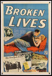 2s582 UNKNOWN BLONDE linen style B 1sh '34 Edward Arnold in the arms of a sexy woman, Broken Lives!