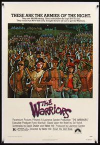2s588 WARRIORS linen 1sh '79 Walter Hill, Jarvis artwork of the armies of the night!