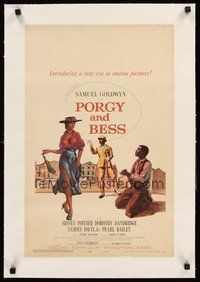 2s248 PORGY & BESS linen WC '59 art of Sidney Poitier, Dorothy Dandridge & Sammy Davis Jr.!