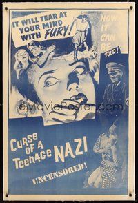 2s597 WOMEN IN THE NIGHT linen 1sh R60 Curse of a Teenage Nazi, it'll tear your mind with fury!