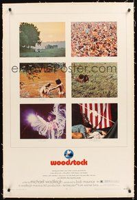 2s599 WOODSTOCK linen 1sh '70 legendary rock 'n' roll film, three days of peace, music... and love!