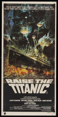 2t201 RAISE THE TITANIC Aust daybill'80 Berkey art of ship being pulled from the depths of the ocean