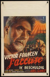 2t381 I ACCUSE map back Belgian '40s Abel Gance French anti-war sci-fi, cool art of inventor!