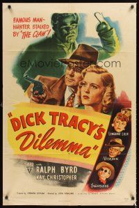 2t051 DICK TRACY'S DILEMMA style A 1sh '47 great art of Ralph Byrd vs The Claw, Sightless, & Vitamin