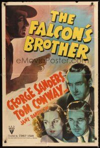 2t053 FALCON'S BROTHER style A 1sh '42 George Sanders turns over his job to his brother Tom Conway!