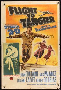 2t024 FLIGHT TO TANGIER 1sh '53 Joan Fontaine & Jack Palance in new perfected Dynoptic 3-D!