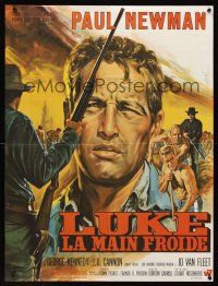 2t470 COOL HAND LUKE French 23x32 '67 great different art of Paul Newman by Jean Mascii!
