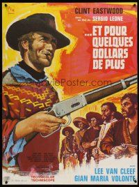 2t479 FOR A FEW DOLLARS MORE French 23x32 '66 Sergio Leone, cool Tealdi artwork of Clint Eastwood!