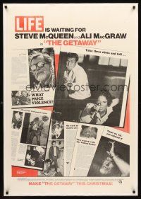 2t244 GETAWAY LIFE Magazine advance 1sh '72 Steve McQueen, Ali McGraw, directed by Sam Peckinpah!