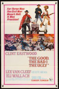 2t060 GOOD, THE BAD & THE UGLY 1sh '68 Clint Eastwood, Lee Van Cleef, Sergio Leone classic!