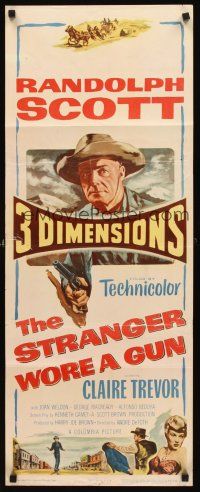 2t014 STRANGER WORE A GUN insert '53 3-D Randolph Scott for the first time in 3 dimensions!
