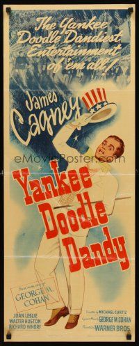 2t230 YANKEE DOODLE DANDY insert '42 James Cagney classic patriotic biography of George M. Cohan!