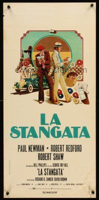 2t426 STING Italian locandina '74 great different artwork of Paul Newman & Robert Redford by Moll!