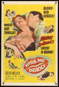 2t067 KISS ME DEADLY 1sh '55 Mickey Spillane, Robert Aldrich, Ralph Meeker as Mike Hammer!