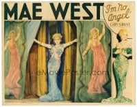 2t134 I'M NO ANGEL LC '33 sexiest Mae West parting curtains to perform on stage in cool dress!