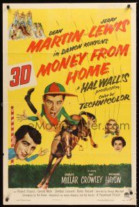 2t032 MONEY FROM HOME 1sh '54 3-D Dean Martin & horse jockey Jerry Lewis!