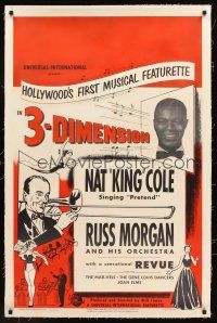 2t004 NAT KING COLE/RUSS MORGAN & HIS ORCHESTRA linen 1sh '53 Hollywood's musical featurette in 3-D!