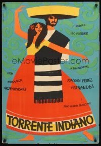 2t444 TORRENTE INDIANO Polish 23x33 '57 Cayetano Biondo, cool Hilscher art of colorful dancers!