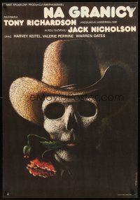 2t451 BORDER Polish 27x38 '84 Jack Nicholson as border patrol, creepy Terechowicz art of skull!