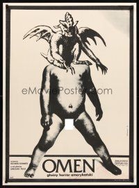 2t454 OMEN Polish 27x38 '77 wild art of naked infant with Satan head by A. Klimowski!