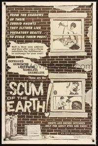 2t080 SCUM OF THE EARTH 1sh '63 Herschell Gordon Lewis directed, depraved & shameless!
