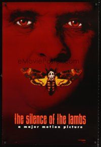 2t252 SILENCE OF THE LAMBS style B teaser DS 1sh '90 image of Anthony Hopkins with moth over mouth!