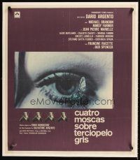 2t330 FOUR FLIES ON GREY VELVET Spanish '71 Dario Argento, best different creepy image!