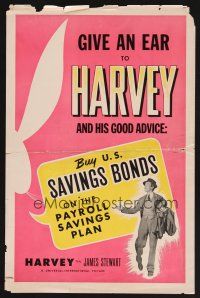 2t207 HARVEY special 12.5x19 '50 James Stewart & 6ft rabbit, really cool Savings Bonds tie-in!