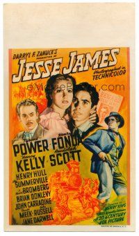 2t179 JESSE JAMES mini WC '39 art of most famous outlaws Tyrone Power & Henry Fonda as Frank!