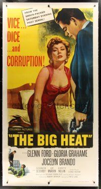 2w273 BIG HEAT linen 3sh '53 different art of Glenn Ford & sexy Gloria Grahame, Fritz Lang noir!