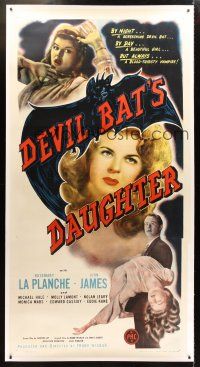 2w276 DEVIL BAT'S DAUGHTER linen 3sh '46 by day a beautiful girl, by night a screeching Devil Bat!