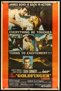2w209 GOLDFINGER style Y 40x60 '64 five great images of Sean Connery as James Bond 007!