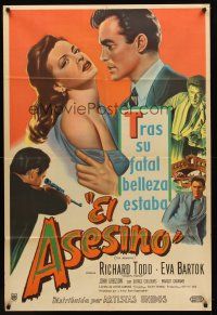 2w332 ASSASSIN Argentinean '52 Richard Todd, sexy Eva Bartok, her beauty led to crime!