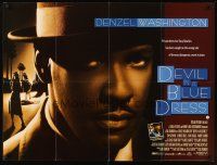 2w319 DEVIL IN A BLUE DRESS British quad '95 great close-up image of Denzel Washington!