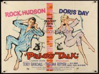 2w327 PILLOW TALK British quad '59 bachelor Rock Hudson loves pretty career girl Doris Day!
