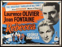 2w329 REBECCA British quad R60s Alfred Hitchcock, Laurence Olivier & Joan Fontaine!