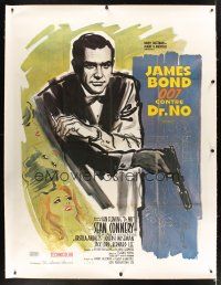 2w239 DR. NO linen French 1p R70s cool different art of Sean Connery as James Bond holding gun!