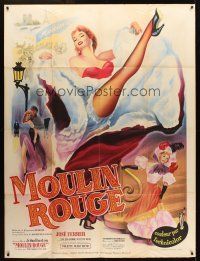 2w153 MOULIN ROUGE French 1p R50s best full-length artwork of sexy dancer kicking leg!