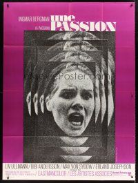 2w157 PASSION French 1p '69 Ingmar Bergman's En Passion, close-up of terrified Liv Ullmann!