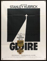 2w158 PATHS OF GLORY French 1p '75 Stanley Kubrick, cool different art by Jouineau Bourduge!