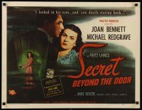 2w026 SECRET BEYOND THE DOOR 1/2sh '47 Joan Bennett, Michael Redgrave, Fritz Lang film noir!