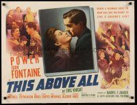 2w030 THIS ABOVE ALL style B 1/2sh '42 different romantic close up of Tyrone Power & Joan Fontaine!