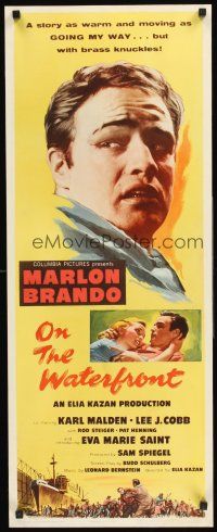 2w041 ON THE WATERFRONT insert '54 directed by Elia Kazan, classic image of Marlon Brando!