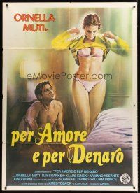 2w087 LOVE & MONEY Italian 1p '82 different art of sexiest Ornella Muti disrobing in front of guy!