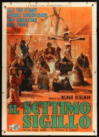 2w092 SEVENTH SEAL Italian 1p '59 Ingmar Bergman's Det Sjunde Inseglet, different art by Longi!