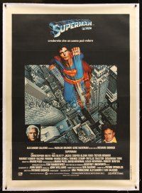 2w263 SUPERMAN linen Italian 1p '79 comic book hero Christopher Reeve, Gene Hackman, Marlon Brando